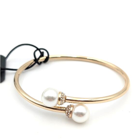 Nordstrom Women's Beautiful Flexible Coil Cuff Bracelet Gold/White - Picture 2 of 6